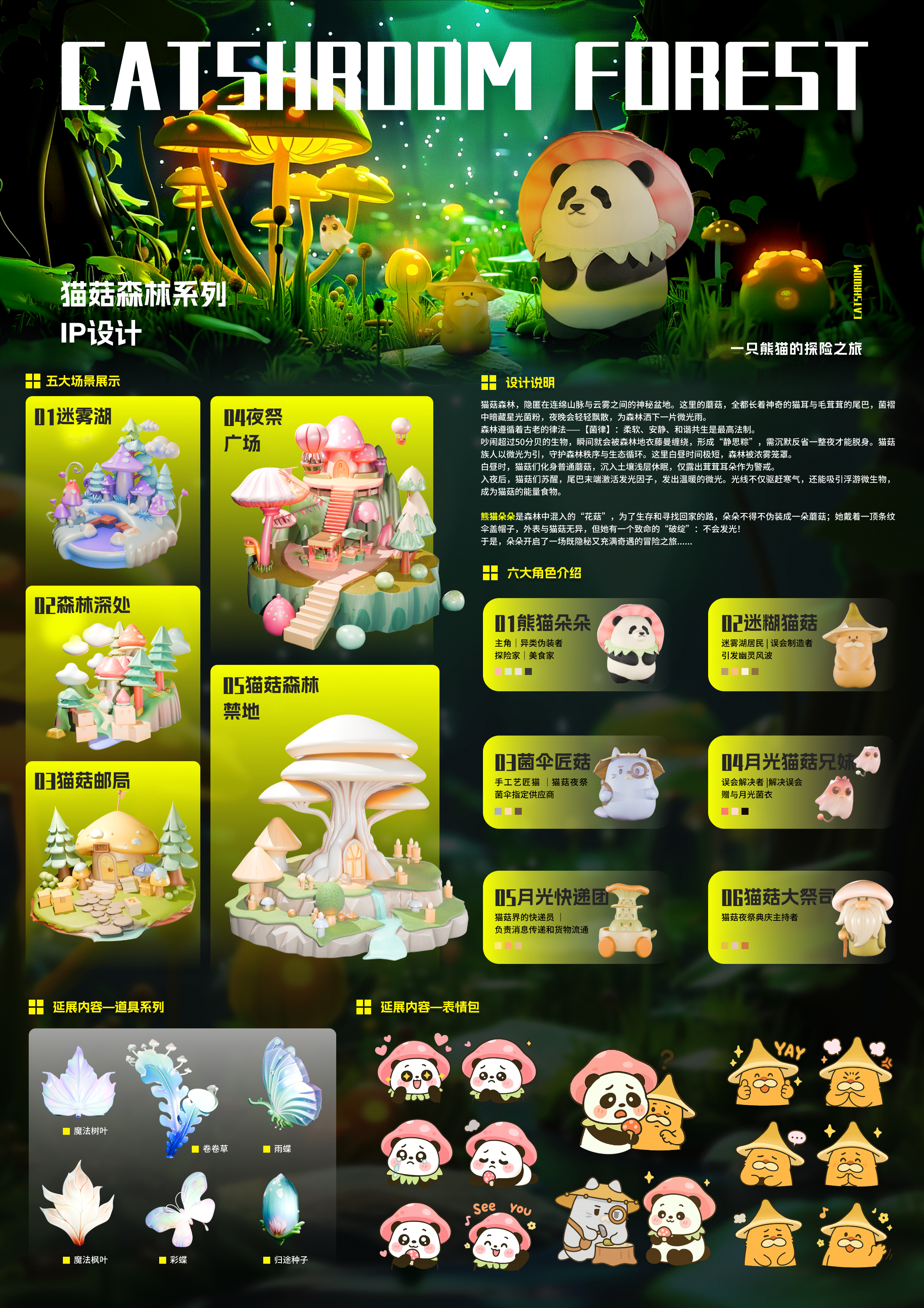 猫菇森林系列场景与角色设定